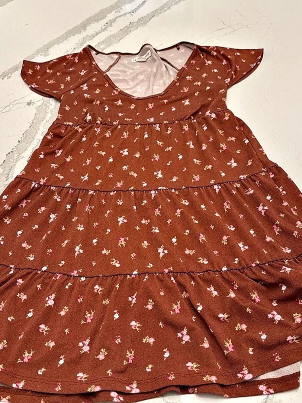 Aeropostale Floral Tiered Dress in Brown & Pink